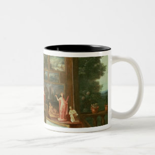 Innenraum einer Bildergalerie Zweifarbige Tasse