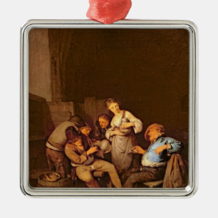 Innenraum einer niederländischen Taverne Silbernes Ornament