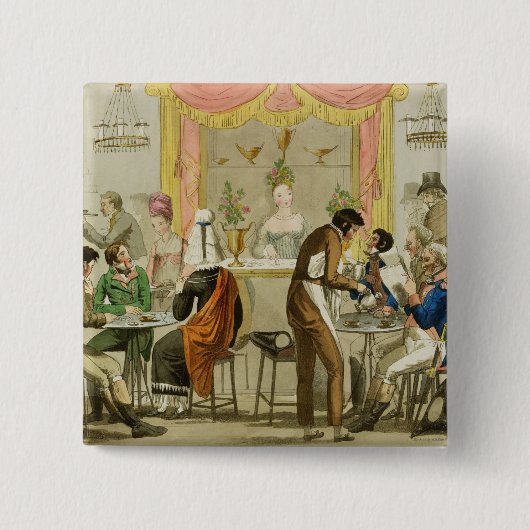 Innenraum eines Cafés, Kneipe. für William Pearm Button (Vorderseite)