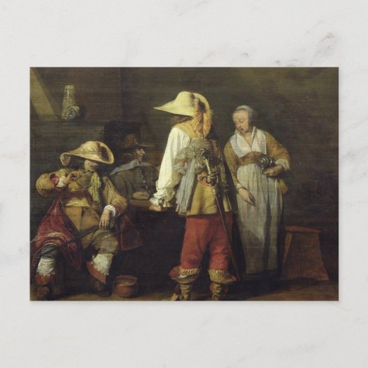 Innenraum eines Gasthauses, 1636 Postkarte (Vorderseite)