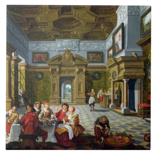 Innenraum eines Palatial Raumes, 1622 (Öl auf Fliese (Vorderseite)