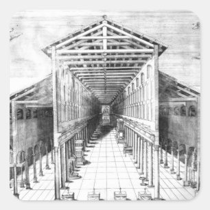 Innenraum von altem St Peter, Rom Quadratischer Aufkleber