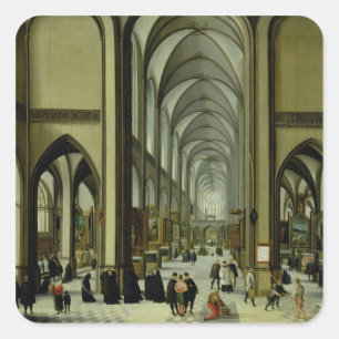 Innenraum von Antwerpen-Kathedrale Quadratischer Aufkleber