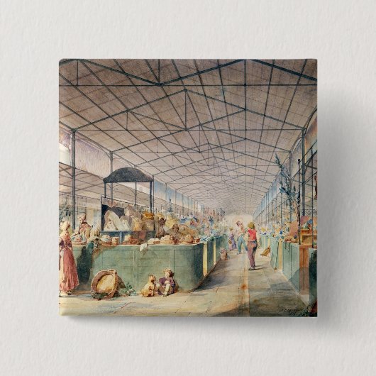 Innenraum von Les Halles, 1835 Button (Vorderseite)
