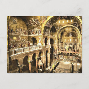 Innenraum von St. Mark's, Venedig, Italien Vintage Postkarte