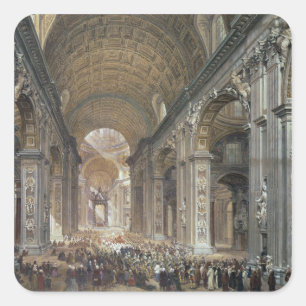Innenraum von St Peter, Rom, 1867 Quadratischer Aufkleber
