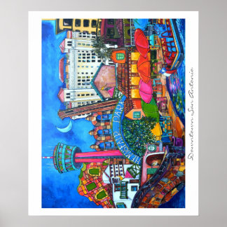 Innenstadt San Antonio Montage Zwei Print Poster