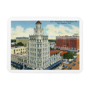 Innenstadt von St. Petersburg, FL Vintage-Postkart Magnet