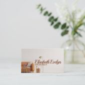 Innenwand des Wohnzimmers in warmen Farbtönen mit Visitenkarte (Stehend Vorderseite)