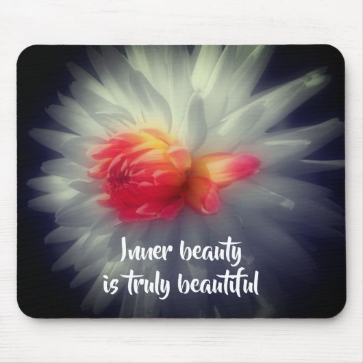 Inner Beauty Dahlia Blume Inspiration Wörter Mousepad (Vorne)