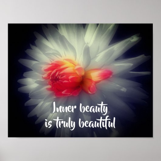 Inner Beauty Dahlia Blume Inspiration Wörter Poster (Vorne)