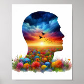 Inner Journey: Vibrant Sunset Wildflower Mindscape Poster (Vorne)