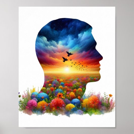 Inner Journey: Vibrant Sunset Wildflower Mindscape Poster (Vorne)