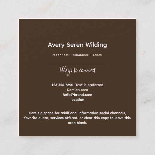 Inner Oracle | Third Eye Design Quadratische Visitenkarte (Rückseite)