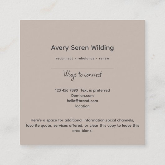 Inner Oracle | Third Eye Design Quadratische Visitenkarte (Rückseite)