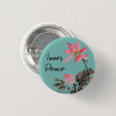 Inner Peace Positives Zitat Wasserfarbenlotus Button (Vorne & Hinten)