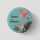 Inner Peace Positives Zitat Wasserfarbenlotus Button (Vorderseite)