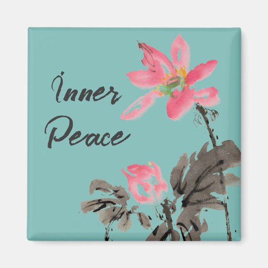 Inner Peace Positives Zitat Wasserfarbenlotus Magnet (Vorne)