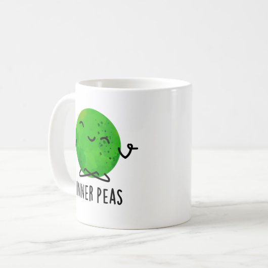 Inner Peas Funny Meditating Pea Pub Kaffeetasse (Vorderseite Links)
