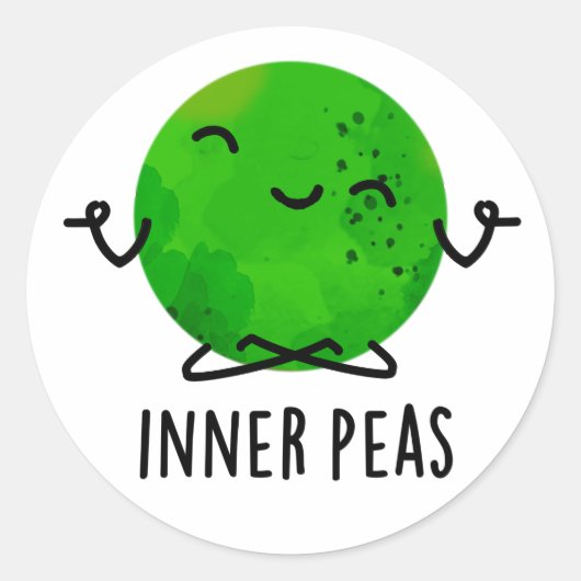 Inner Peas Funny Meditating Pea Pub Runder Aufkleber (Vorderseite)