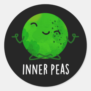 Inner Peas Funny Meditation Pea Pun Dark BG Runder Aufkleber