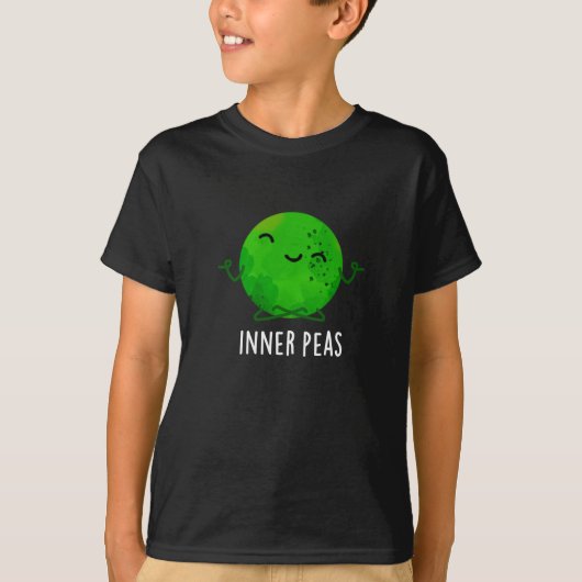 Inner Peas Funny Meditation Pea Pun Dark BG T-Shirt (Vorderseite)