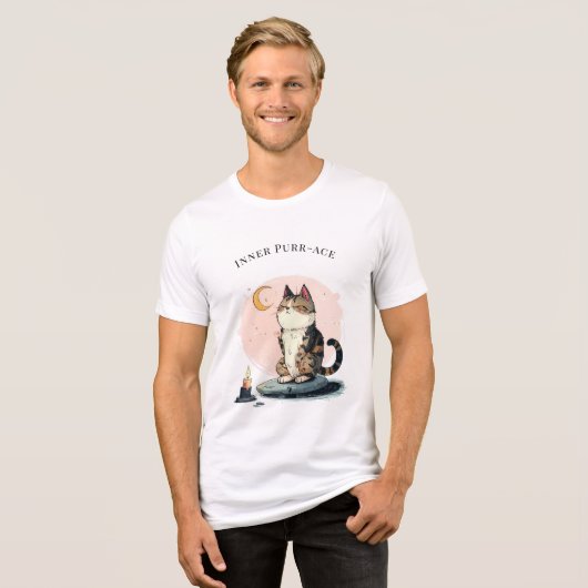 Inner Purr-ace Katzen-Meditations-T-Shirt Tri-Blend Shirt (Vorderseite voll)