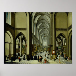 Innere der Kathedrale von Antwerpen Poster