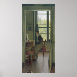 Innere eines Essraumes, Details einer Frau Poster