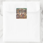 Innere eines Gasthauses Quadratischer Aufkleber (Tasche)