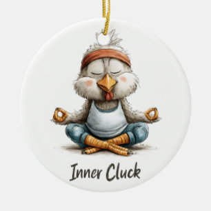 Innere Glucke Huhn Meditation Lustige Yoga-Tier Keramik Ornament
