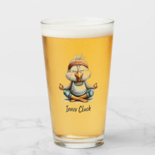 Innere Huhn-Huhn-Meditation Lustige Yoga-Tier Glas