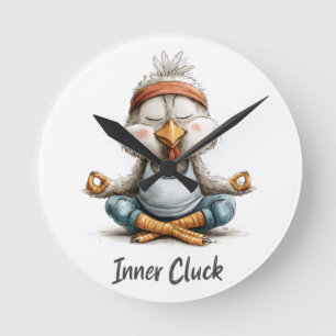 Innere Huhn-Huhn-Meditation Lustige Yoga-Tier Runde Wanduhr