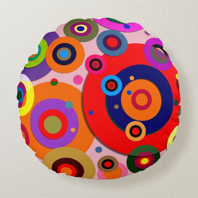 Innere Kreise Nr. 18 Rundes Kissen (Vorderseite)