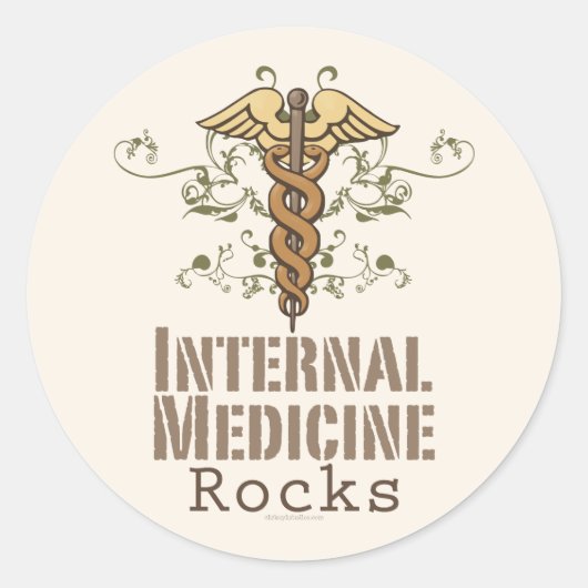 Innere Medizin Rocks Caduceus Aufkleber (Vorderseite)