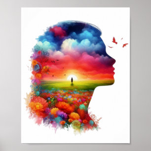 Innere Ruhe: Lebendige Sonnenuntergangs- und Wildb Poster
