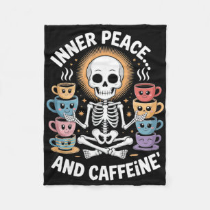 Innere Ruhe und Koffein Skelett Yoga Design _2 Fleecedecke