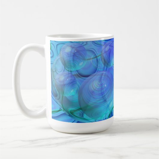 Innerer Fluss VI - Aqua u. Azurblau-Galaxie Kaffeetasse (Links)
