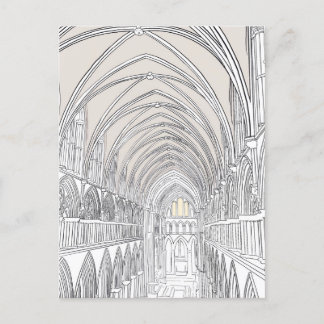 Inneres der Kathedrale von Salisbury | Line Zeichn Postkarte
