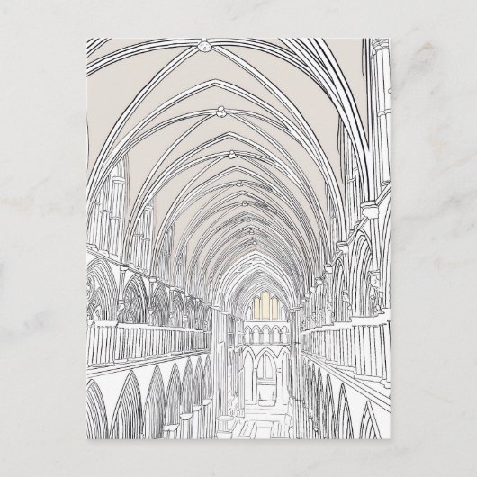 Inneres der Kathedrale von Salisbury | Line Zeichn Postkarte (Vorderseite)