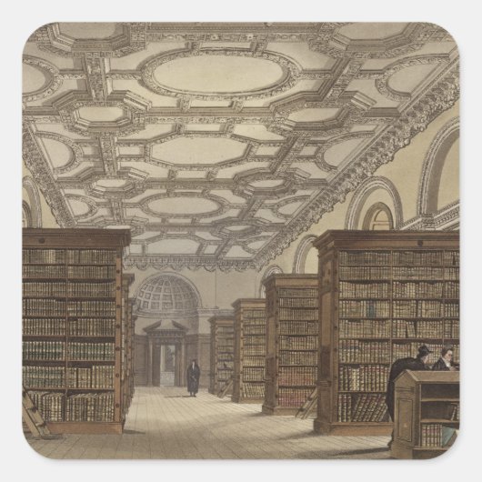 Inneres der öffentlichen Bibliothek, Cambridge, vo Quadratischer Aufkleber (Vorderseite)