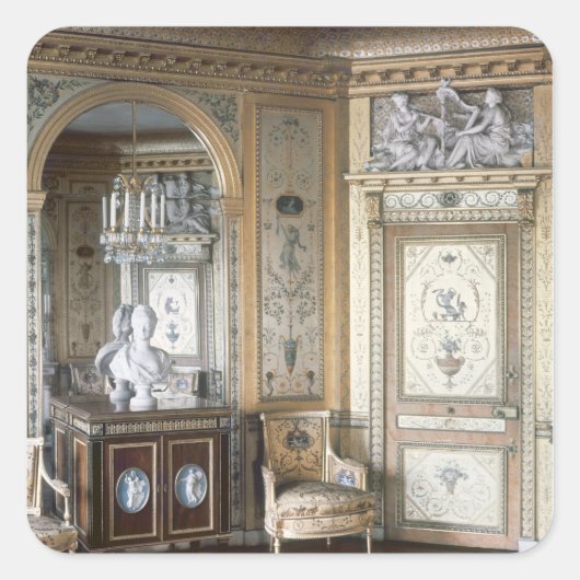 Inneres des Boudoir von Marie Antoinette Quadratischer Aufkleber (Vorderseite)