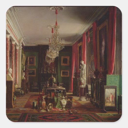 Inneres des Büros von Alfred Emilien Quadratischer Aufkleber (Vorderseite)