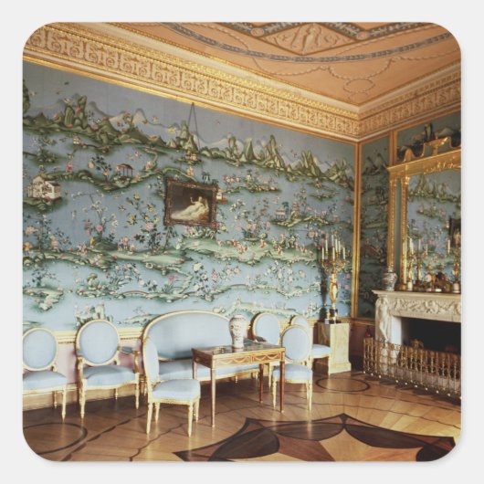 Inneres des chinesischen blauen Zeichnend Raumes Quadratischer Aufkleber (Vorderseite)