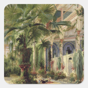 Inneres des Palmenhauses in Potsdam, 1833 Quadratischer Aufkleber