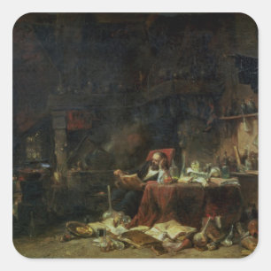 Inneres einer Alchemist-Studie Quadratischer Aufkleber