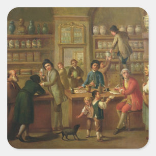 Inneres einer Apotheke Quadratischer Aufkleber