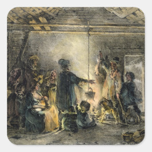 Inneres einer Kohlebergbauhütte Quadratischer Aufkleber