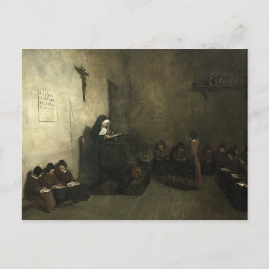 Inneres einer Schule für Waisenkinder, 1850 Postkarte (Vorderseite)