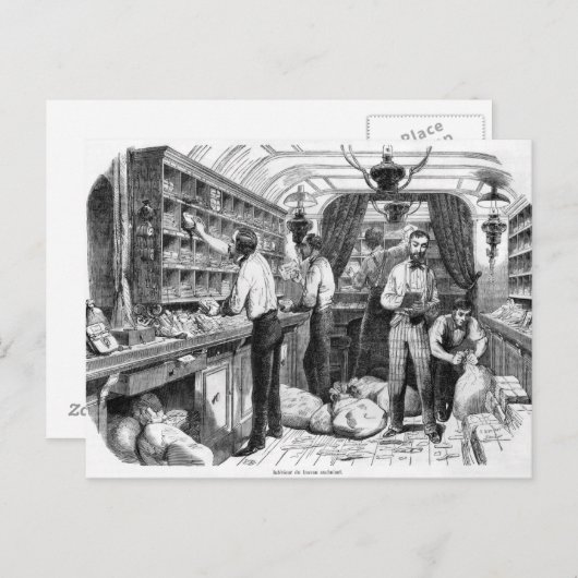 Inneres eines französischen Postwagens Postkarte (Vorne/Hinten)
